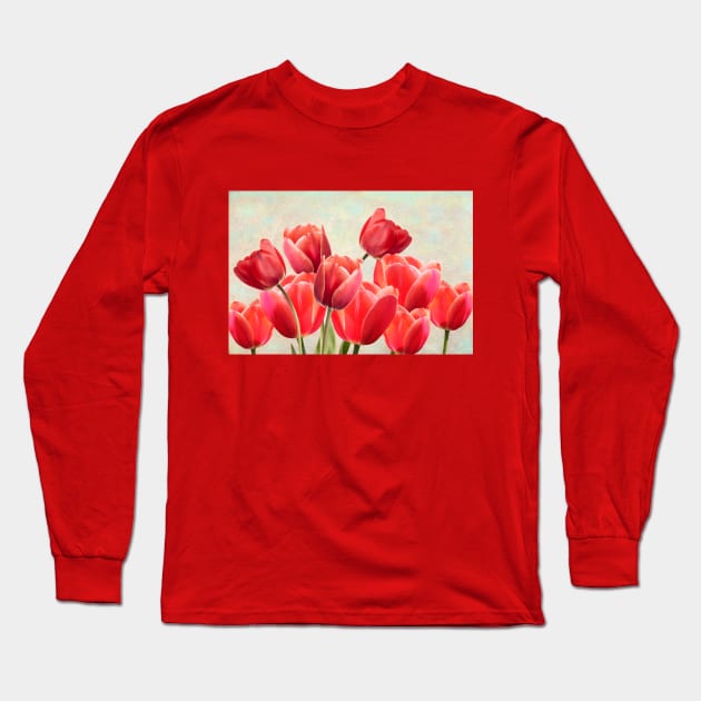 Ruby Red Tulips Long Sleeve T-Shirt by lauradyoung